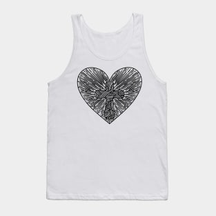 The cross of Jesus Christ drawn inside the heart Tank Top